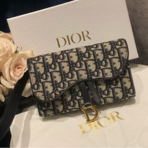 Dior Handbags - CHRISTIAN DIOR SADDLE NAVY SHOULDER FLAP WOC CHEST BELT POUCH BAG D RING